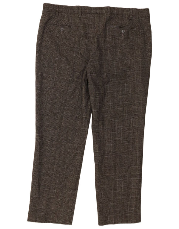 Calça masculina Marks & Spencer Straight Regular Fit W40 L29 Cinza Xadrez