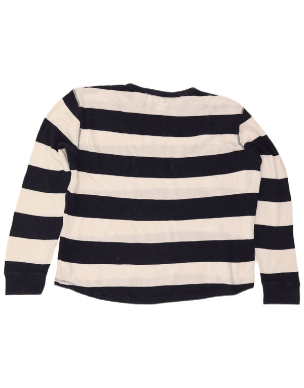 Gap Mens Top Manga Longa Grande Algodão Listrado Azul Marinho