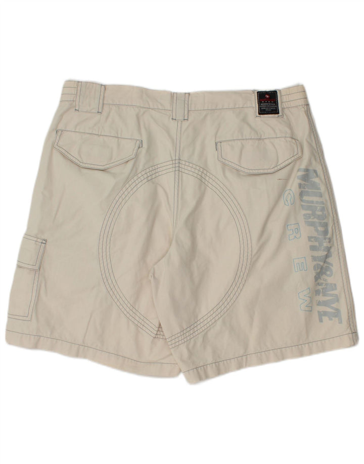 Shorts cargo gráfico masculino Murphy & Nye W38 XL algodão branco