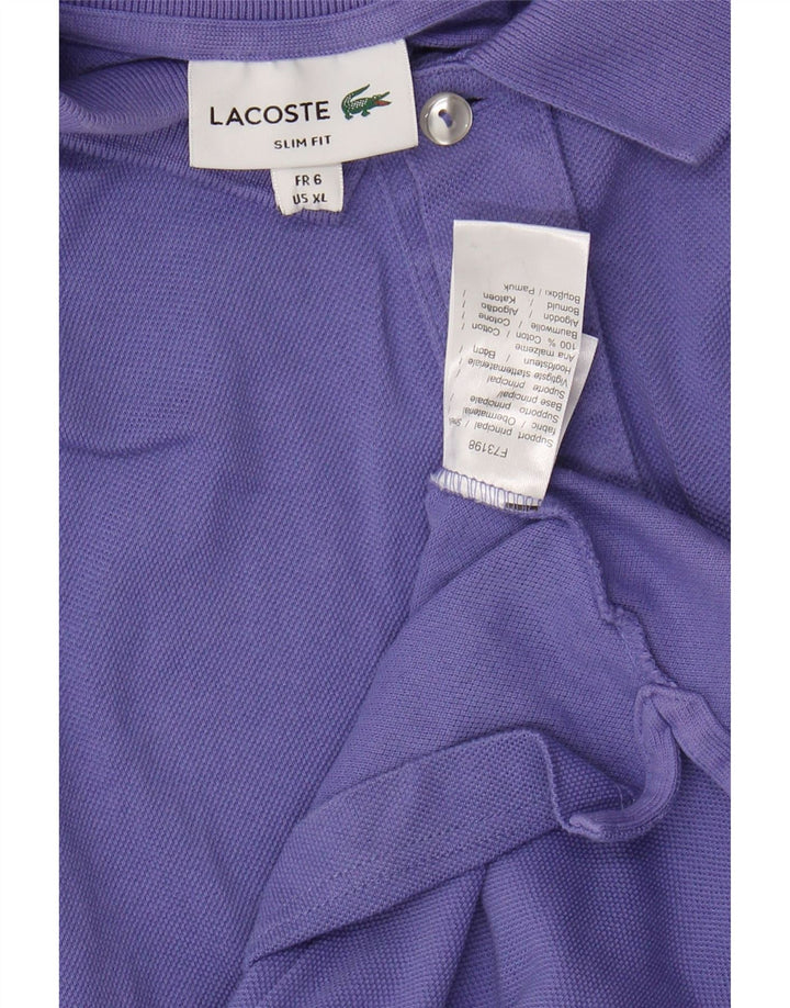 Camisa polo masculina LACOSTE Slim Fit tamanho 6 XL algodão roxo