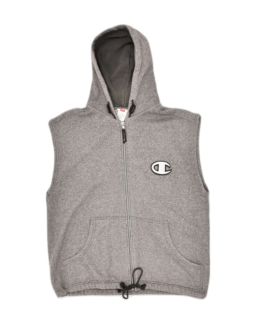 CHAMPION Mens Sleeveless Zip Hoodie Sweater Large Grey Cotton Vintage Champion and Second-Hand Champion from Messina Hembry 