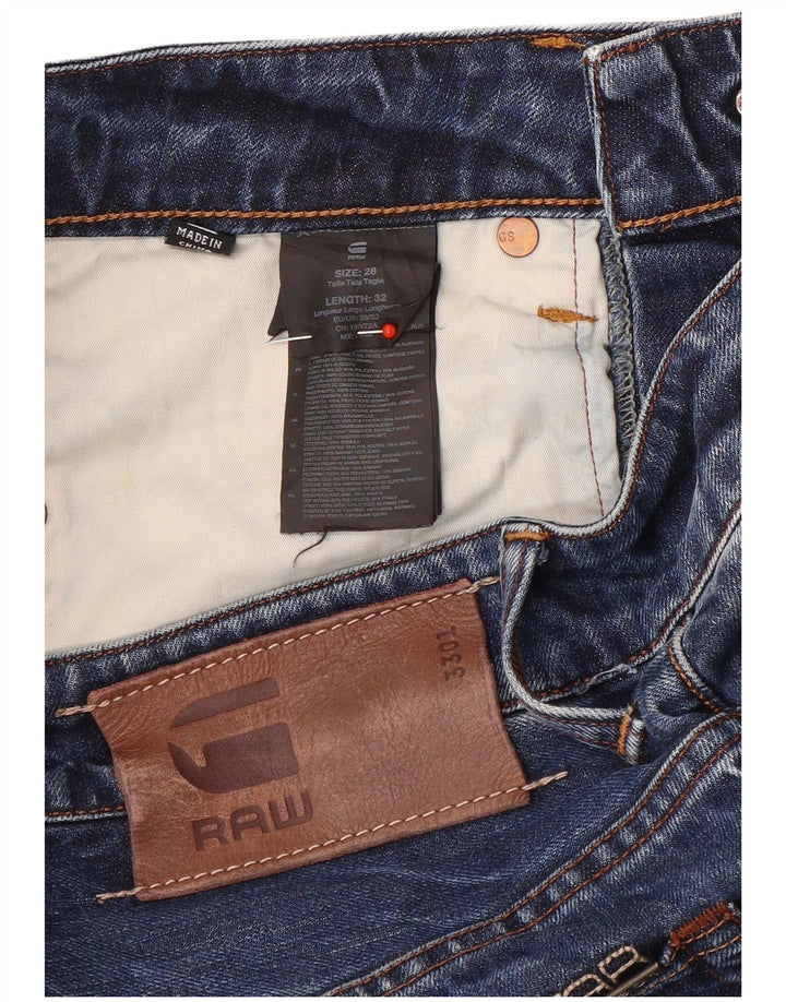 G-Star Masculino 3301 Slim Jeans W28 L32 Azul Algodão