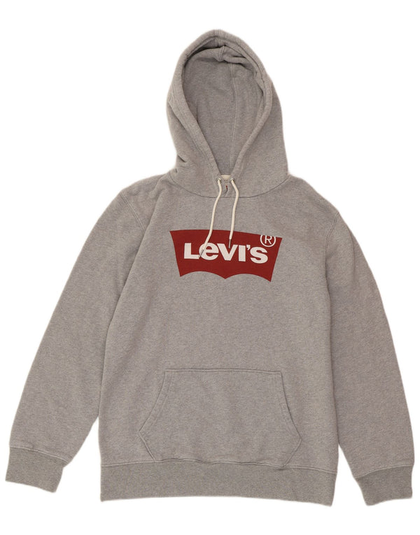 Suéter com capuz gráfico feminino LEVI'S UK 14 algodão cinza médio