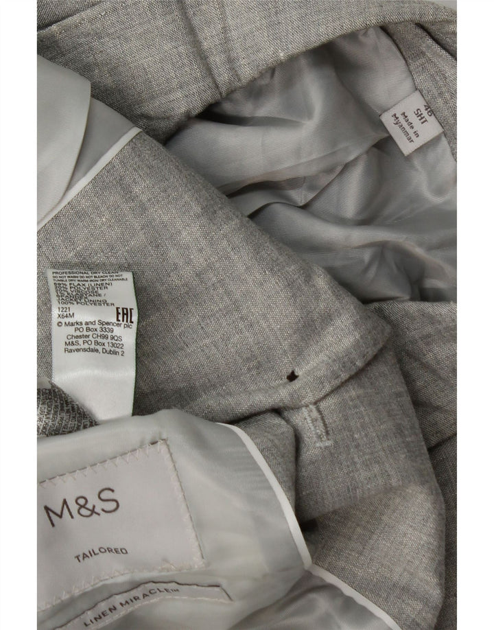 Jaqueta blazer masculina de 2 botões Marks & Spencer IT 48 linho cinza médio