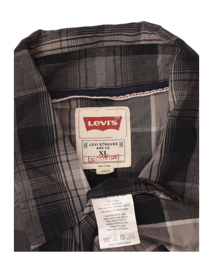 Camisa masculina Levi's XL cinza xadrez algodão