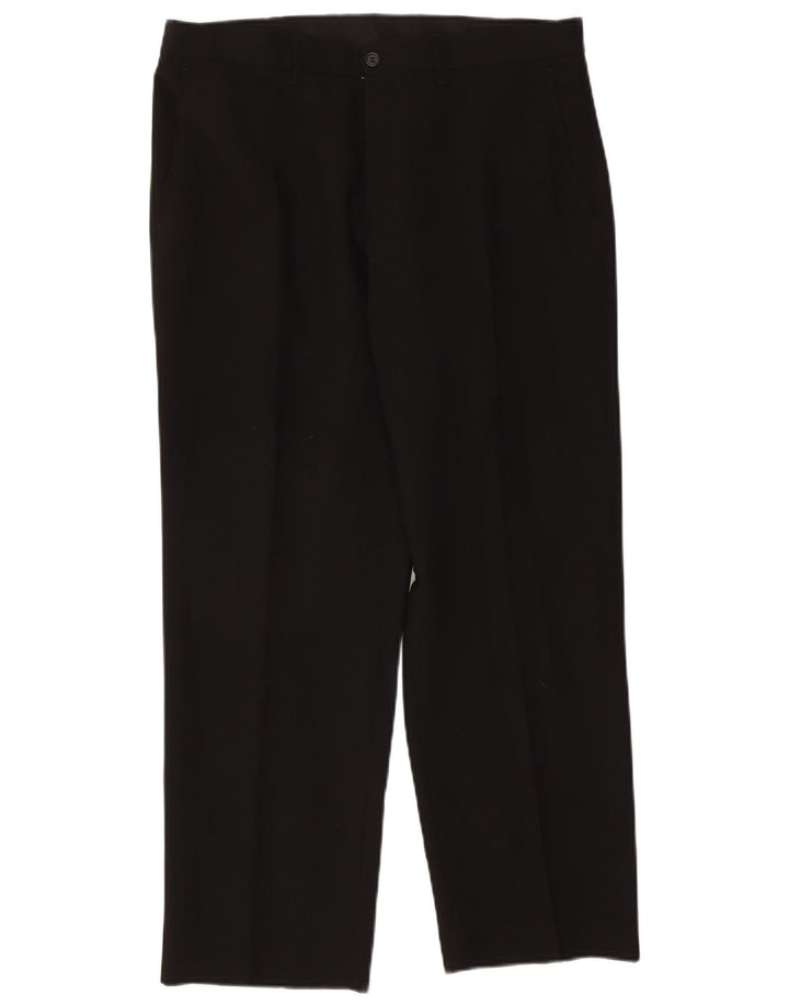 Calça chino reta masculina Marks & Spencer W36 L29 poliéster preto