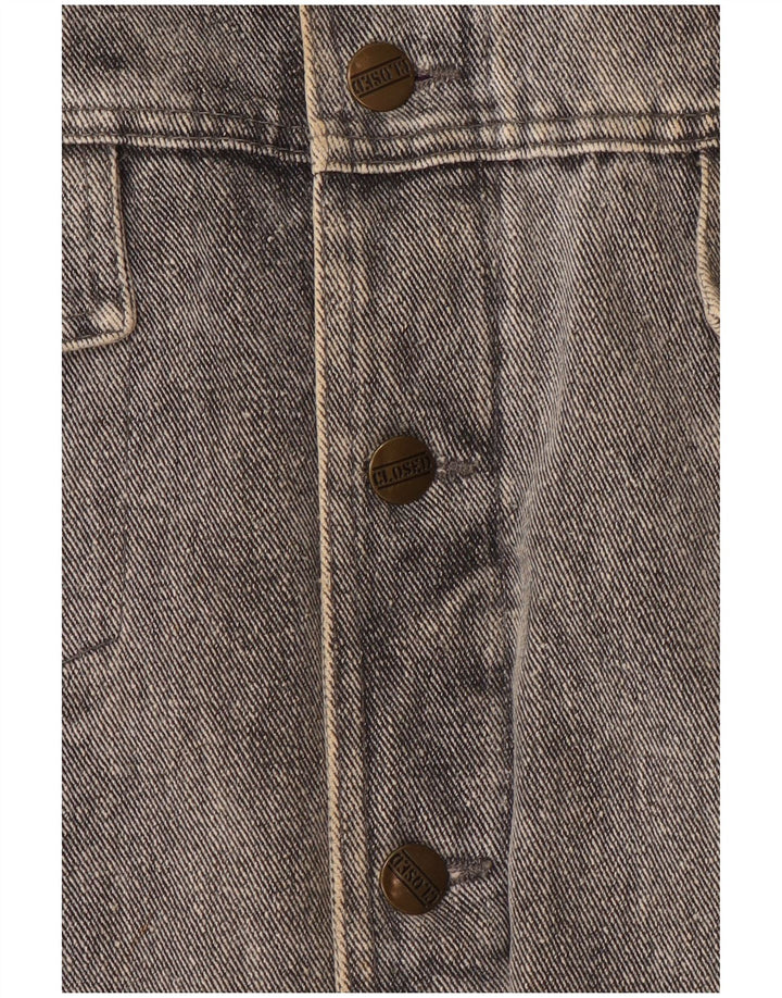 Jaqueta jeans feminina fechada FECHADA Reino Unido 14 grande cinza