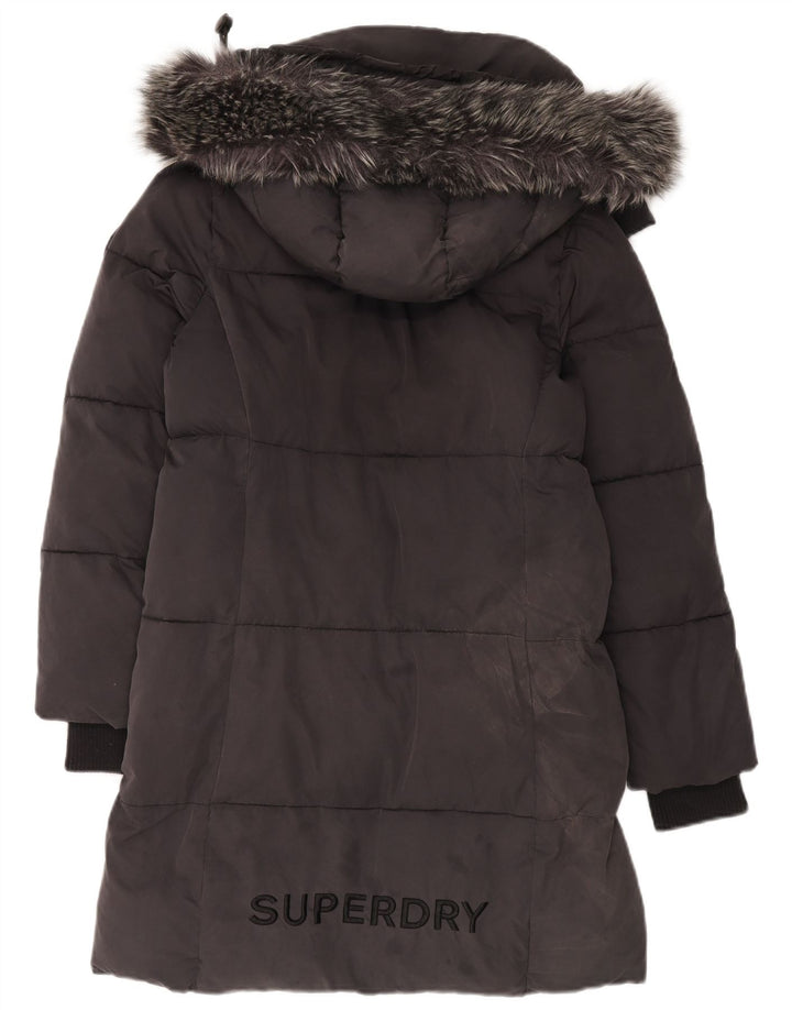 Casaco acolchoado superdimensionado com capuz feminino Superdry UK 10 poliéster cinza pequeno