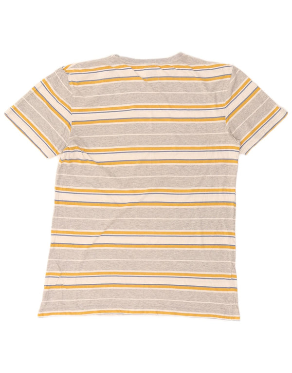 Camiseta masculina Quiksilver de algodão listrado cinza médio