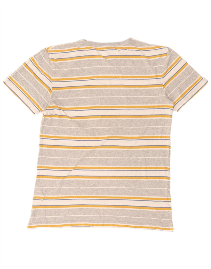 Camiseta masculina Quiksilver de algodão listrado cinza médio