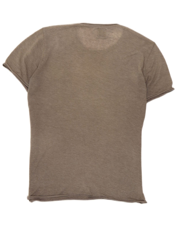 Zara Camiseta Feminina Top UK 10 Pequena Marrom