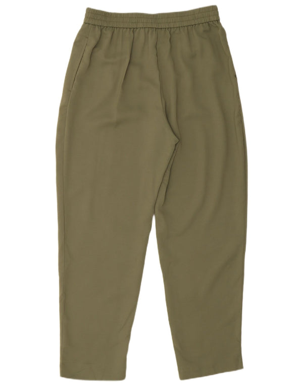Calça de treino feminina Zara UK 8 pequeno poliéster cáqui