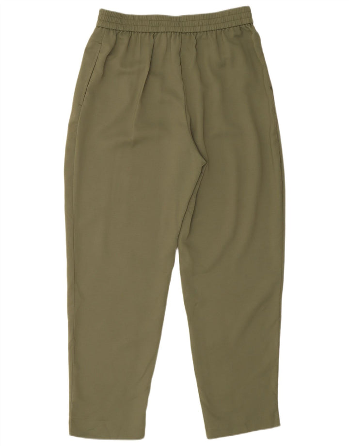Calça de treino feminina Zara UK 8 pequeno poliéster cáqui