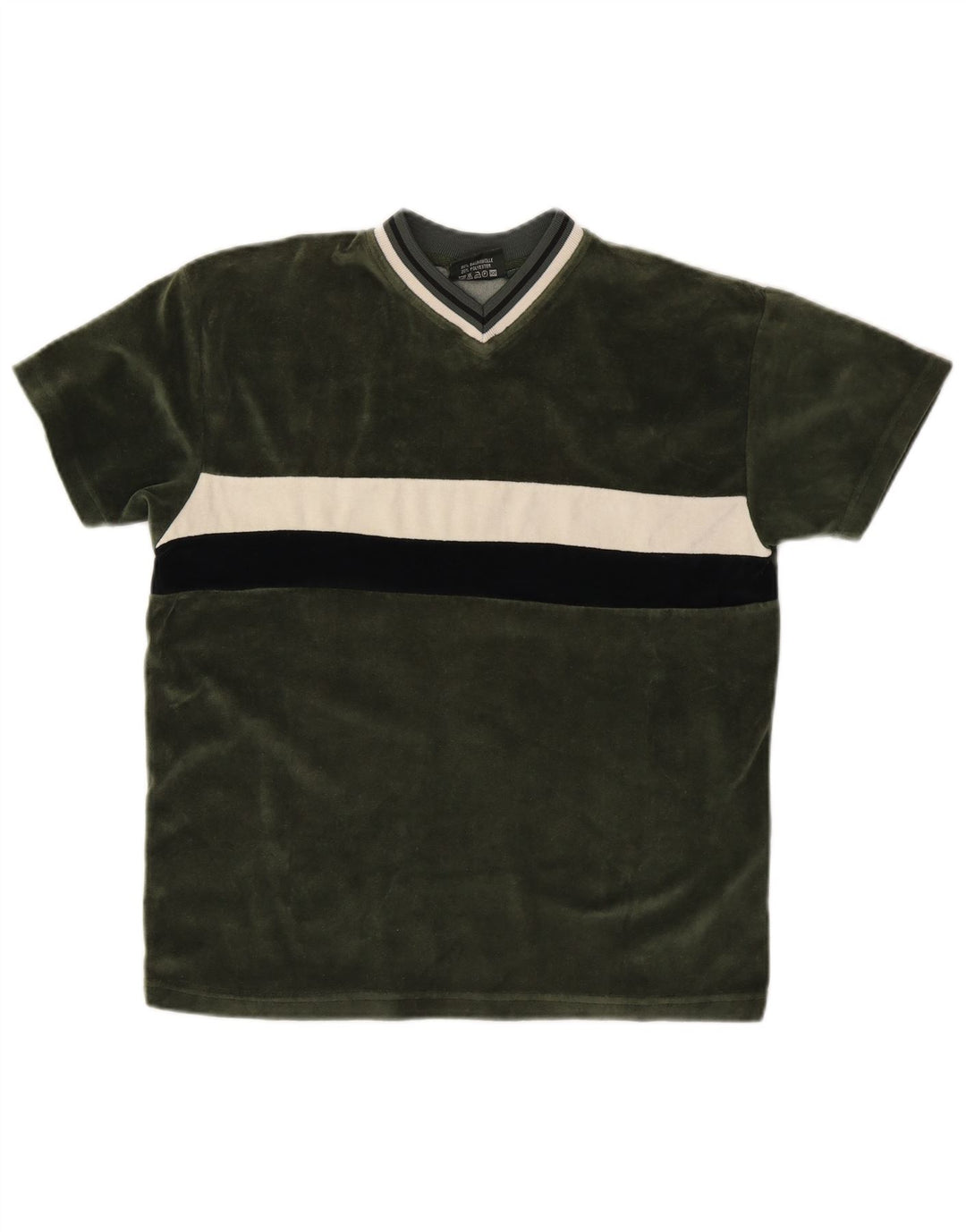 Camiseta masculina VINTAGE 12-13 anos verde médio colorblock algodão
