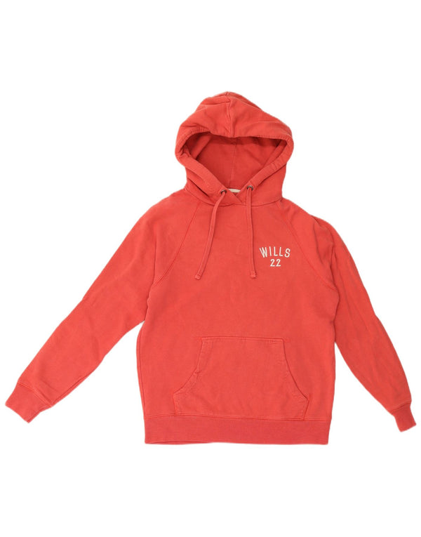 Jack Wills moletom feminino com capuz gráfico Reino Unido 8 pequeno algodão vermelho