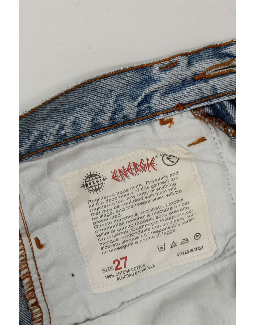 Calça jeans feminina ENERGIE W27 L30 azul algodão
