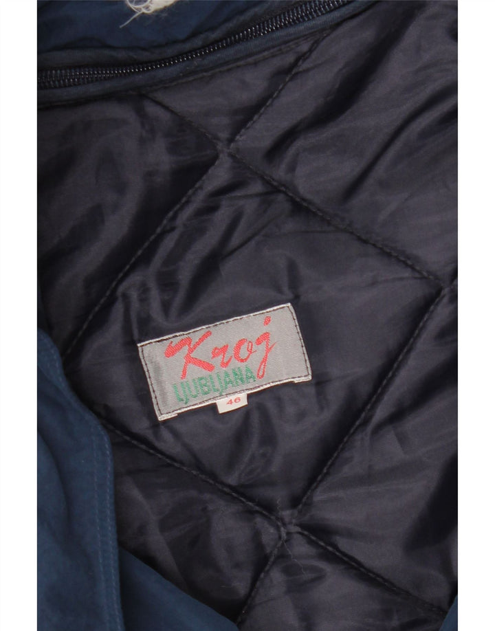 Jaqueta masculina vintage com capuz solto ajuste acolchoado UE 46 pequeno azul marinho