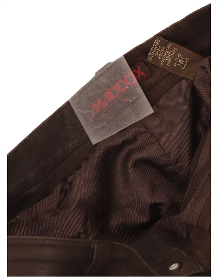Calça masculina de couro Maddox W36 L28 couro marrom