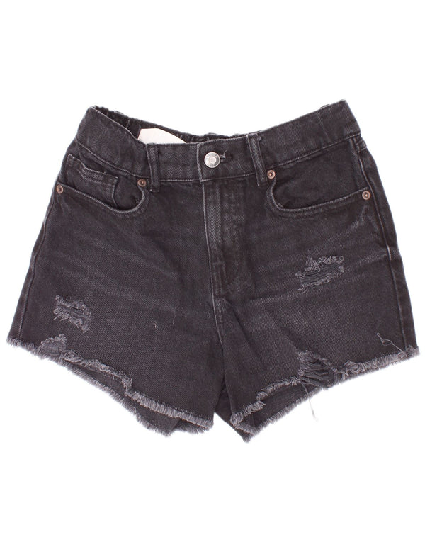 Zara Girls Shorts jeans desgastados 11-12 anos W24 algodão cinza