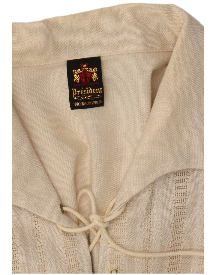 Pulôver masculino vintage de manga curta Camisa algodão bege médio