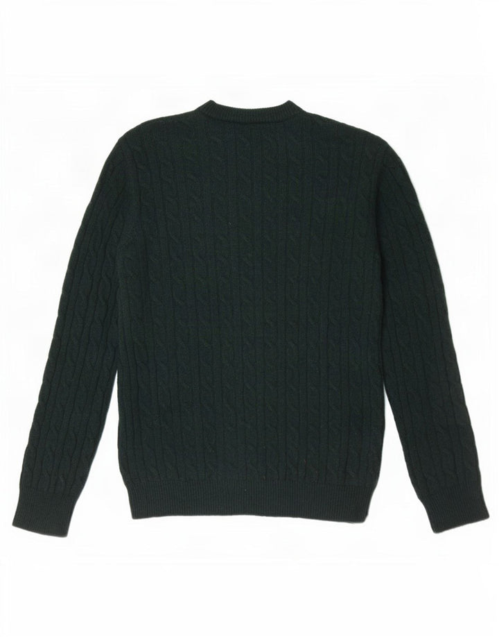 Jack Wills Suéter masculino com gola redonda, lã merino verde médio