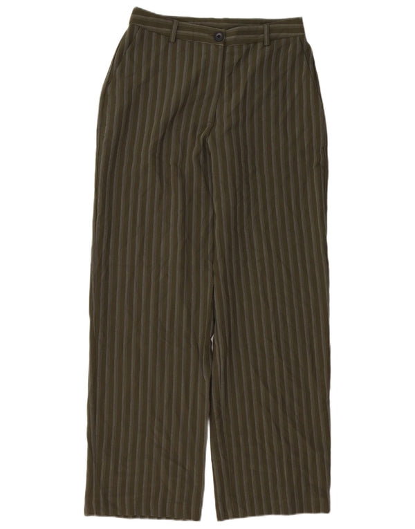 Calça casual feminina Topshop cintura alta Reino Unido 8 pequena W28 L30 listrada verde