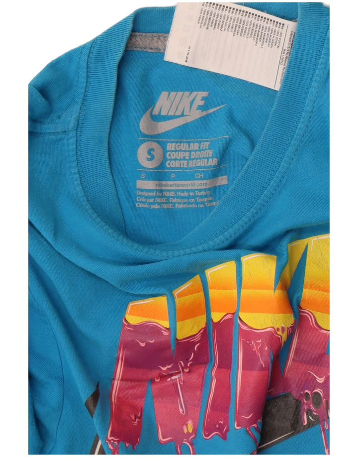 Camiseta Nike masculina regular fit gráfica top pequeno algodão azul