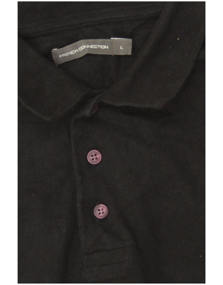 Camisa polo masculina French Connection grande algodão preto