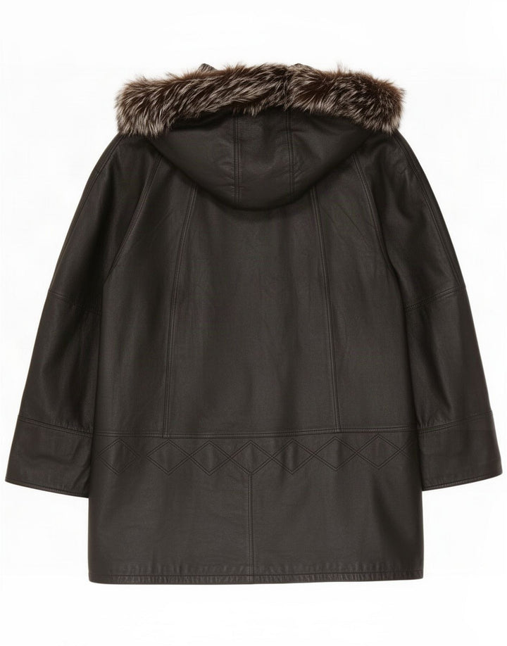 Jaqueta de couro feminina vintage IT 44 preto médio