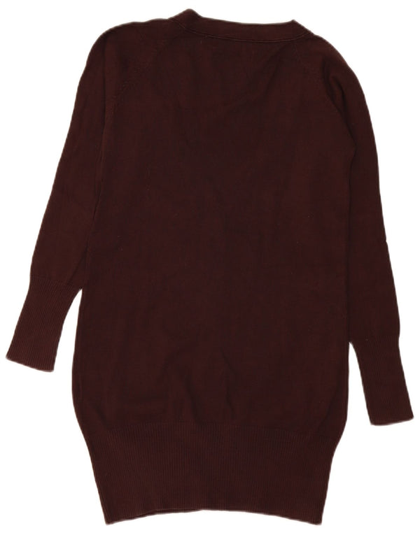 Suéter cardigã feminino Zara Longline Reino Unido 10 pequeno algodão marrom