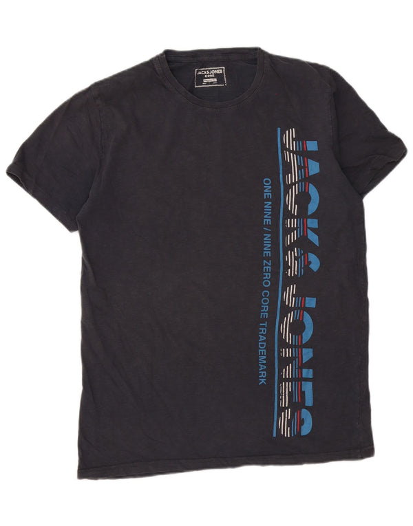 Camiseta masculina Jack & Jones Regular Fit com estampa gráfica grande de algodão cinza