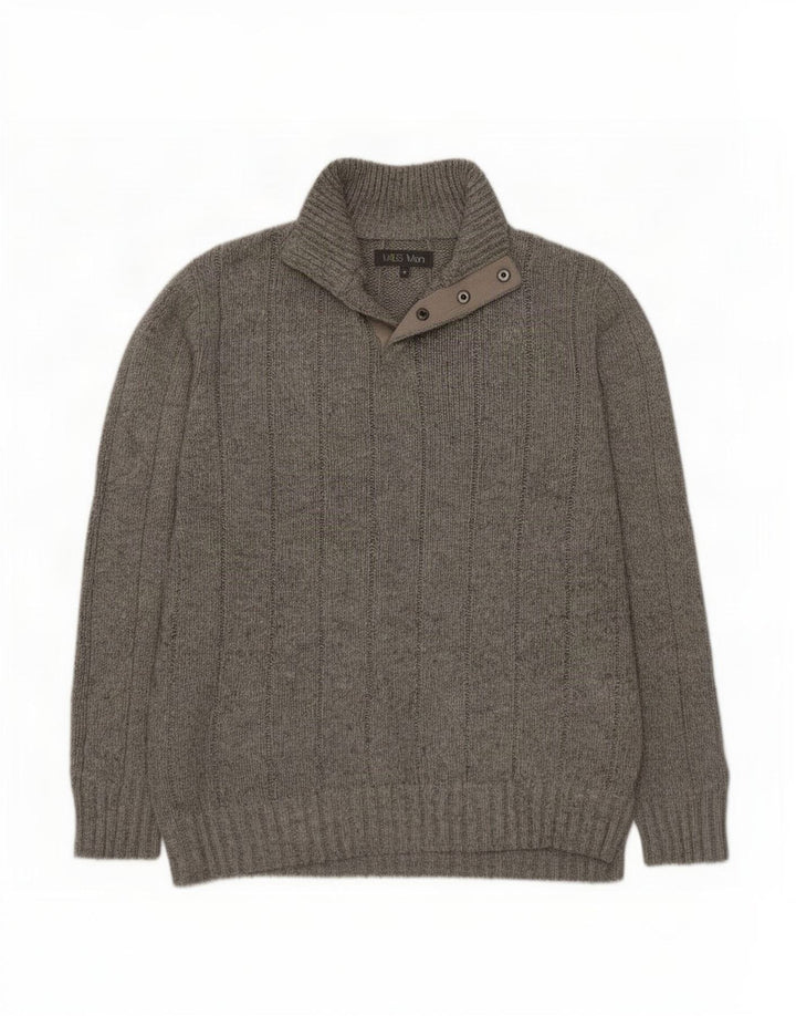 Suéter masculino Marks & Spencer com gola redonda e viscose cinza médio