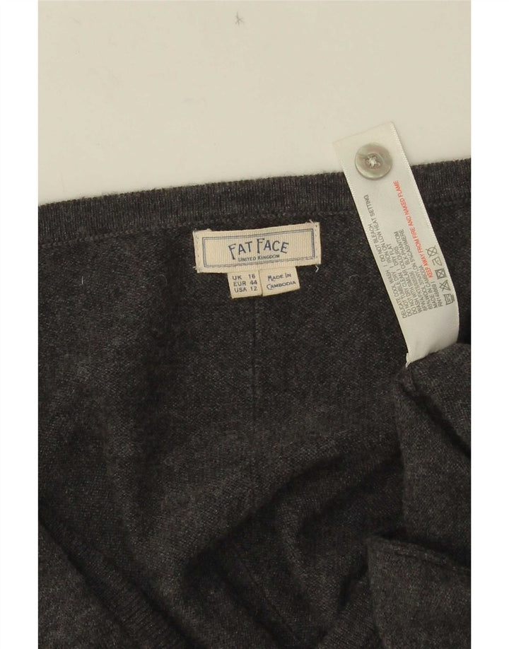Suéter Cardigan Feminino Fat Face Reino Unido 16 Lã Cinza Grande