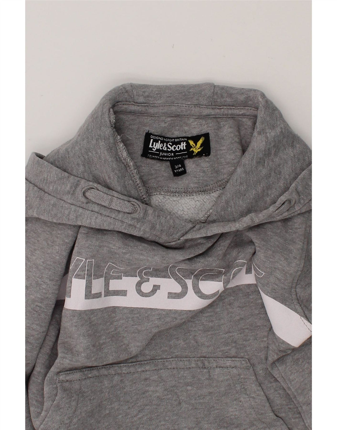 LYLE & SCOTT Girls Graphic Hoodie Jumper 3-4 Years Grey Cotton Vintage Lyle & Scott and Second-Hand Lyle & Scott from Messina Hembry 