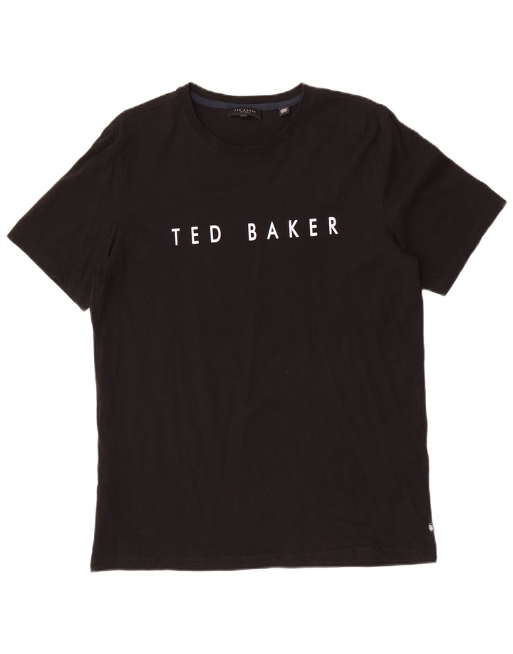 Camiseta gráfica masculina Ted Baker tamanho superior 3 algodão preto médio