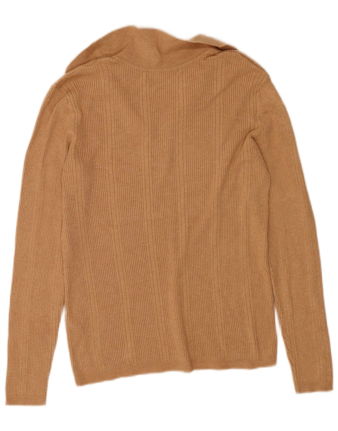 Suéter feminino Marks & Spencer com gola polo e listrado bege médio Reino Unido 12