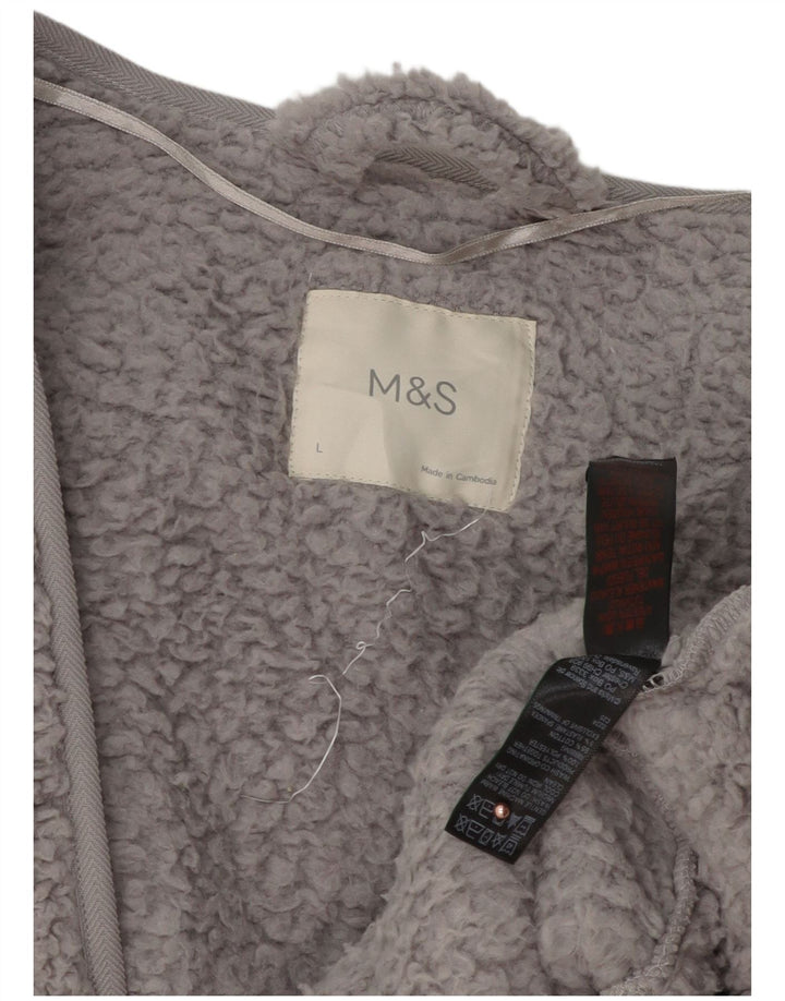 Sobretudo feminino de lã aberto grande Marks & Spencer Reino Unido 16 grande cinza