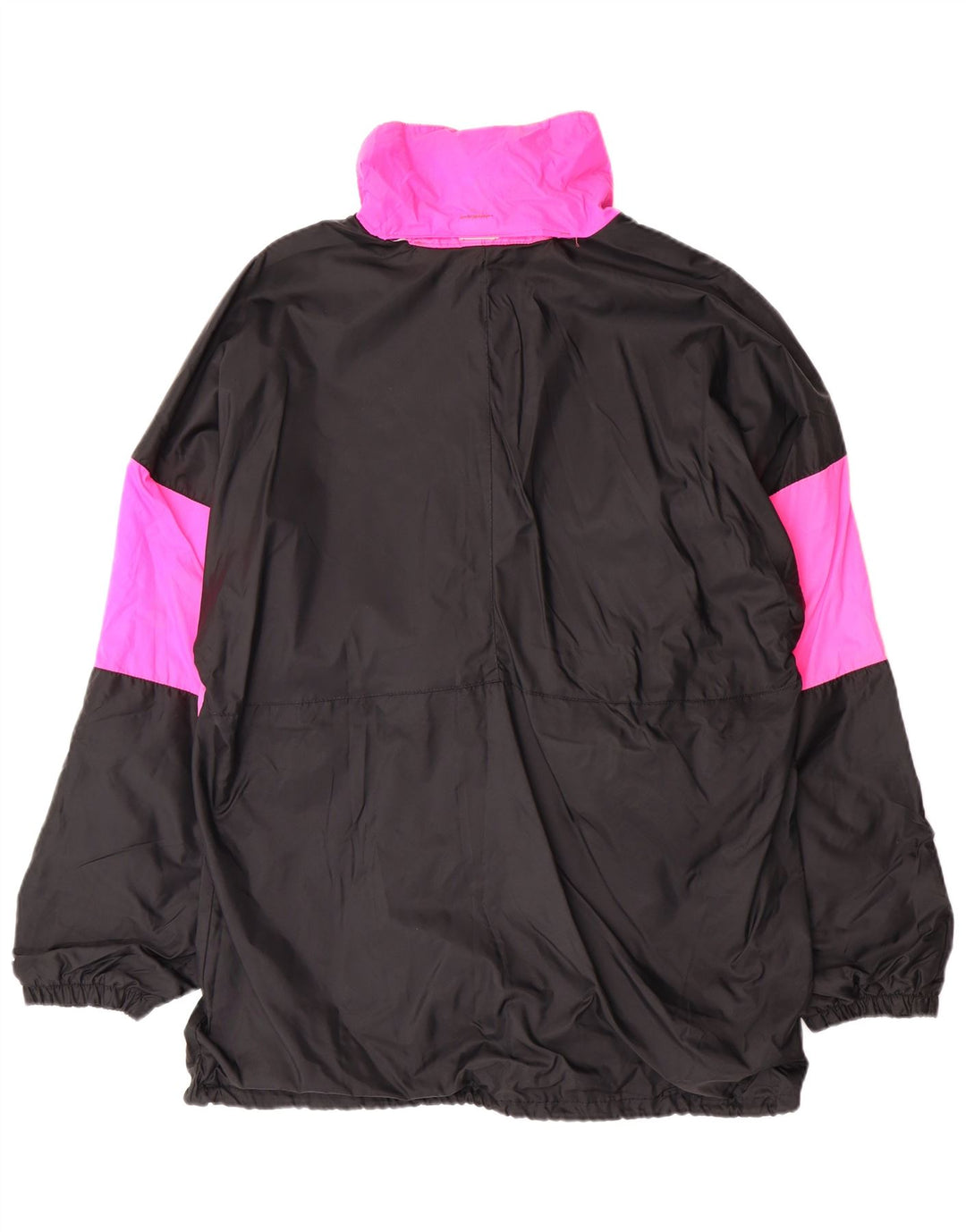 Jaqueta Anorak masculina VINTAGE com capuz UK 38 poliamida colorblock preta média