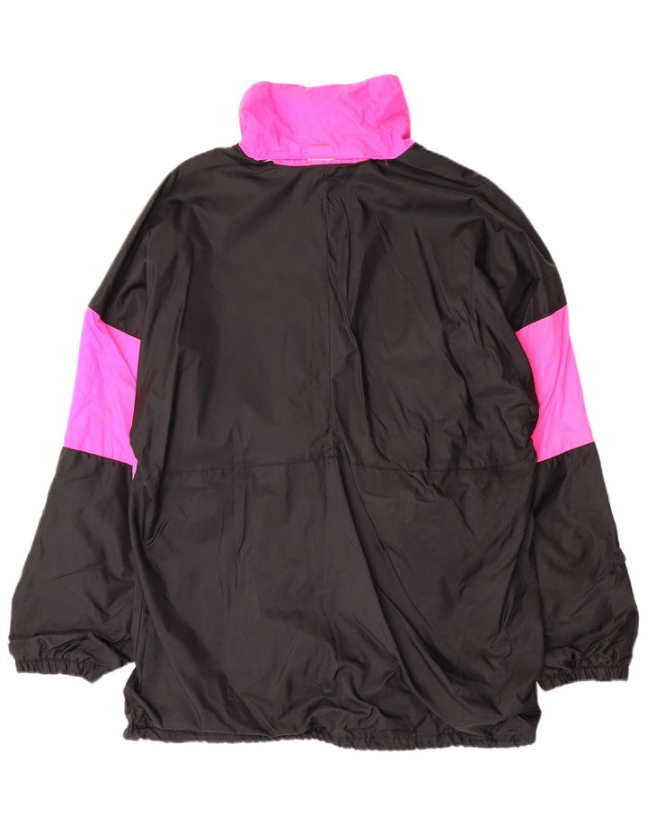 Jaqueta Anorak masculina VINTAGE com capuz UK 38 poliamida colorblock preta média