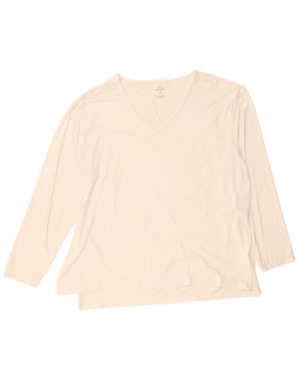 Top feminino Under Armour manga comprida UK 18 XL poliéster branco