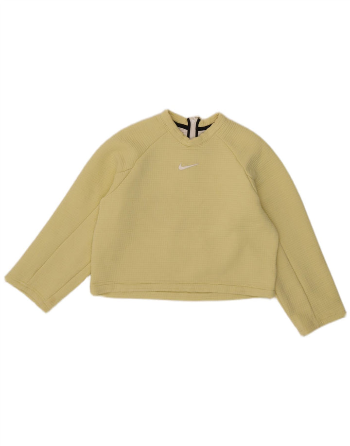 Nike Womens Crop Sweatshirt Jumper UK 10 Pequeno Amarelo