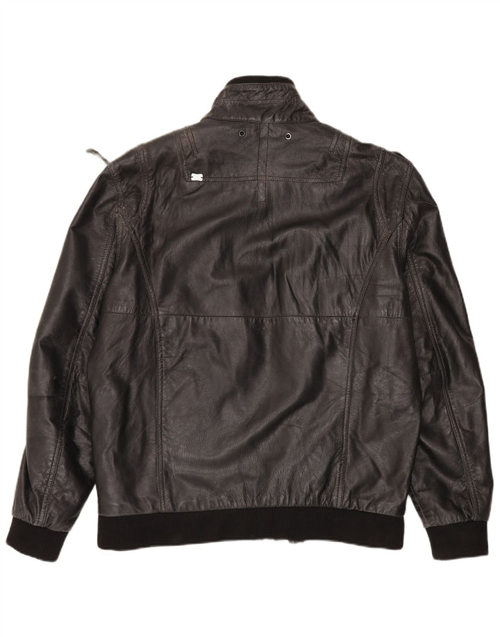 Jaqueta de couro masculina vintage UK 42 XL couro preto