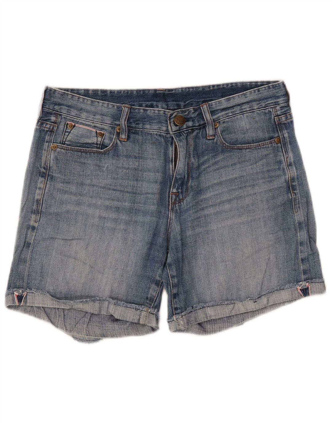 J. CREW Shorts jeans feminino W27 pequeno algodão azul