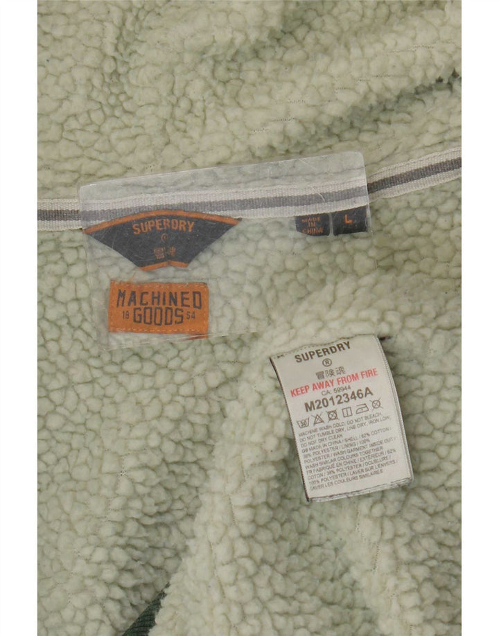 Suéter masculino Superdry com capuz e zíper grande algodão verde