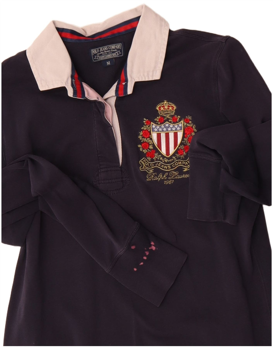 Camisa polo feminina de manga comprida POLO RALPH LAUREN Reino Unido 12 médio azul marinho