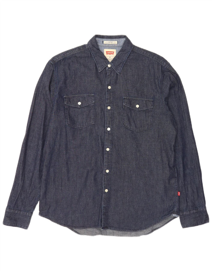 Camisa jeans masculina Levi's Standard Fit média algodão azul marinho