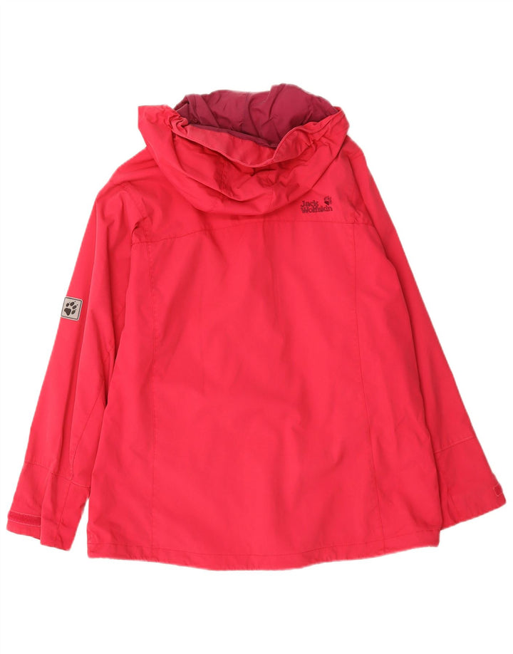 Jaqueta de chuva feminina com capuz Jack Wolfskin Reino Unido 16 grande poliamida vermelha