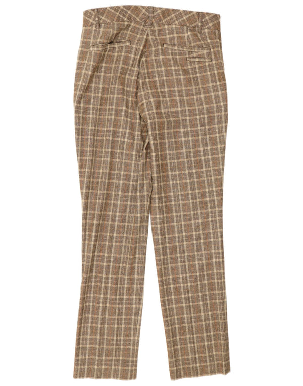 Calça masculina Ted Baker Slim Fit casual W30 L32 marrom xadrez lã