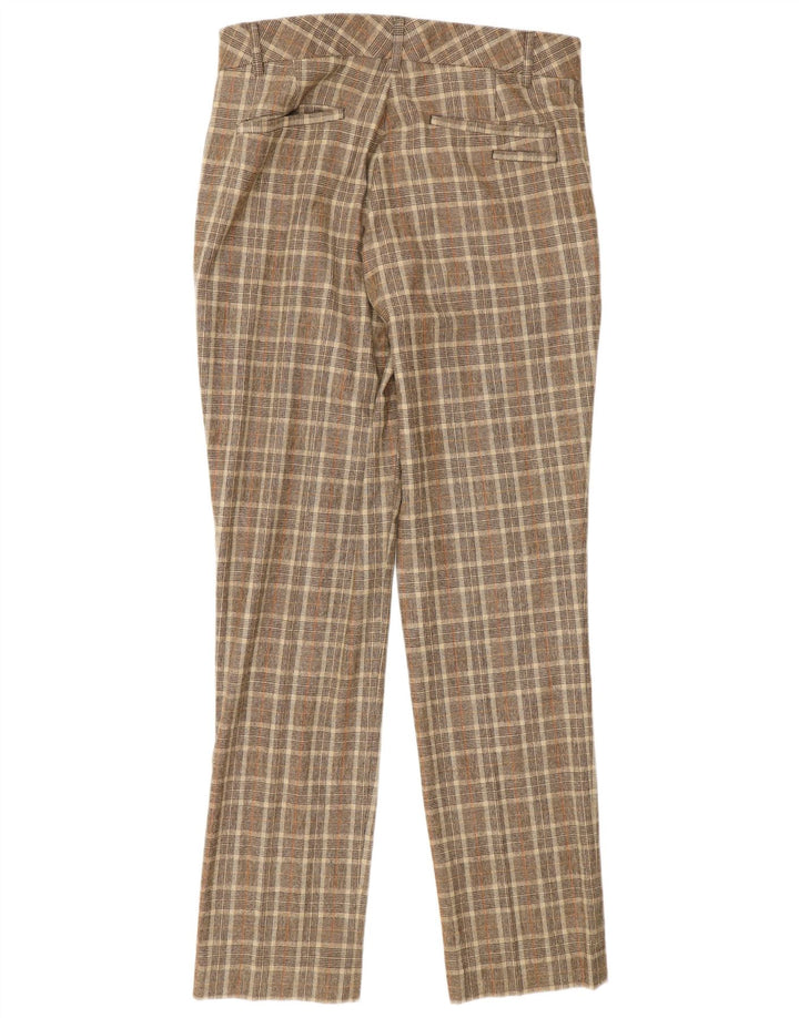 Calça masculina Ted Baker Slim Fit casual W30 L32 marrom xadrez lã