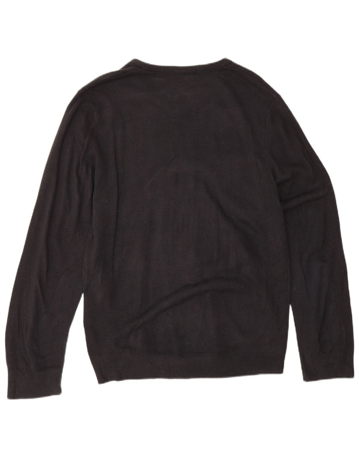 Suéter masculino Marks & Spencer Blue Harbor com decote em V grande azul marinho